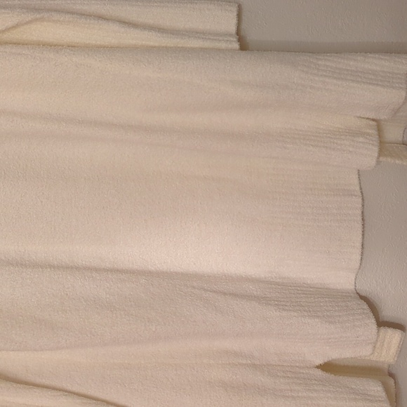 Barefoot Dreams Cozy chic lite knit long line hooded Open Cardigan Pearl Sz M - Picture 9 of 10